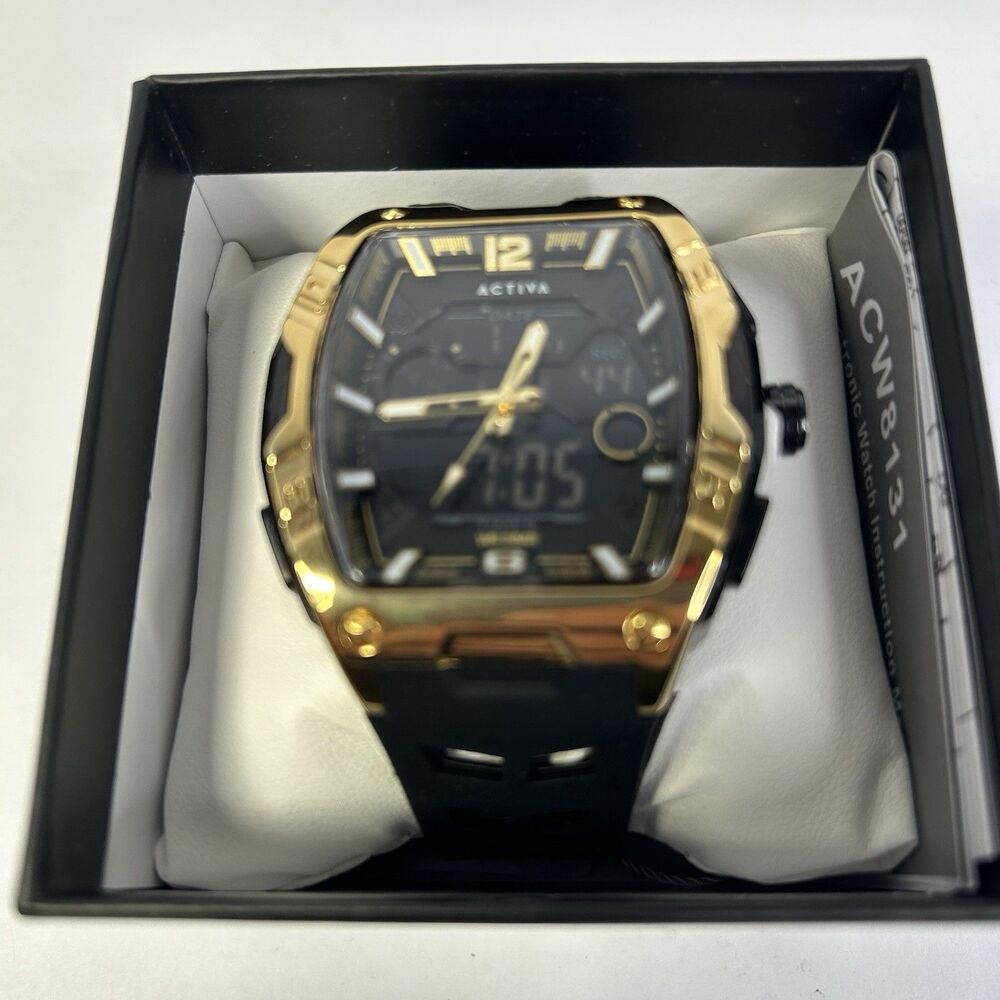 Activa X Invicta ACW8131-005 Venzis 50mm Analog Digital Black Gold Watch NEW